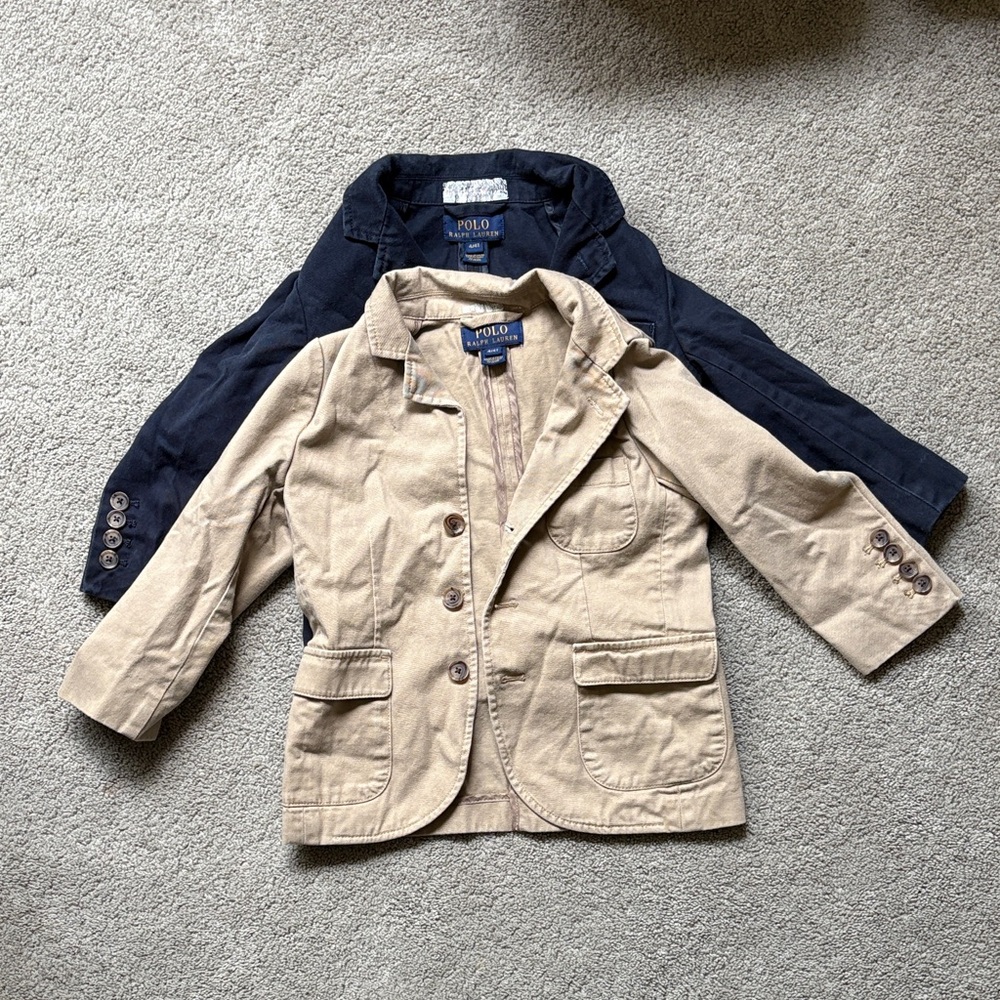 Polo Ralph Lauren Boys 4/4T Tan Blazer Jackets Bundle of 2